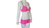 Pink Women's Swimsuit With Crystal Flowers